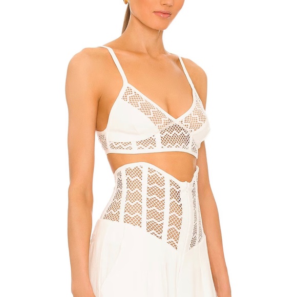 PatBO Linen Bralette Top in Bone - Picture 2 of 7